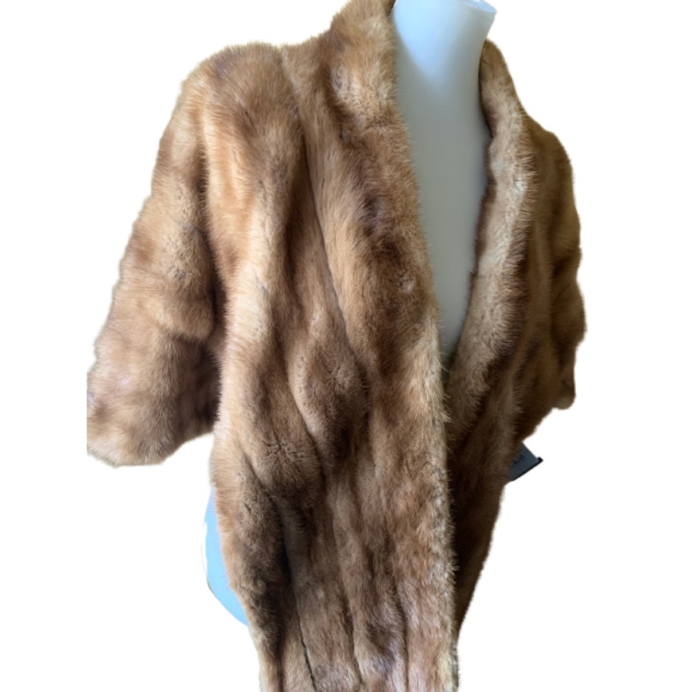 Montaldos Authentic Mink Fur Shawl NWT